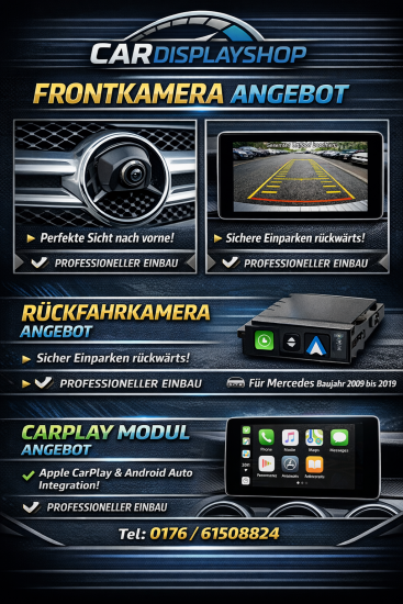 Mercedes CarPlay Modul inkl. Frontkamera, Rückfahrkamera & Einbau für NTG4 / NTG4.5 / NTG5